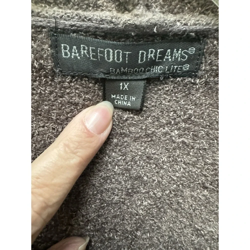 Barefoot Dreams Chic Lite Drape Front Calypso Wrap‎ Cardigan Brown Women's 1X